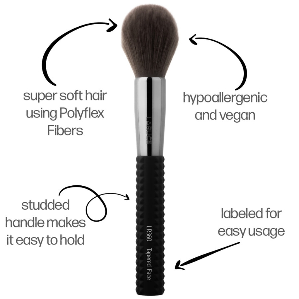 LARUCE Beauty TAPERED FACE Brush LR360, One Brush w/Sleeve Shield - Picture 9 of 10